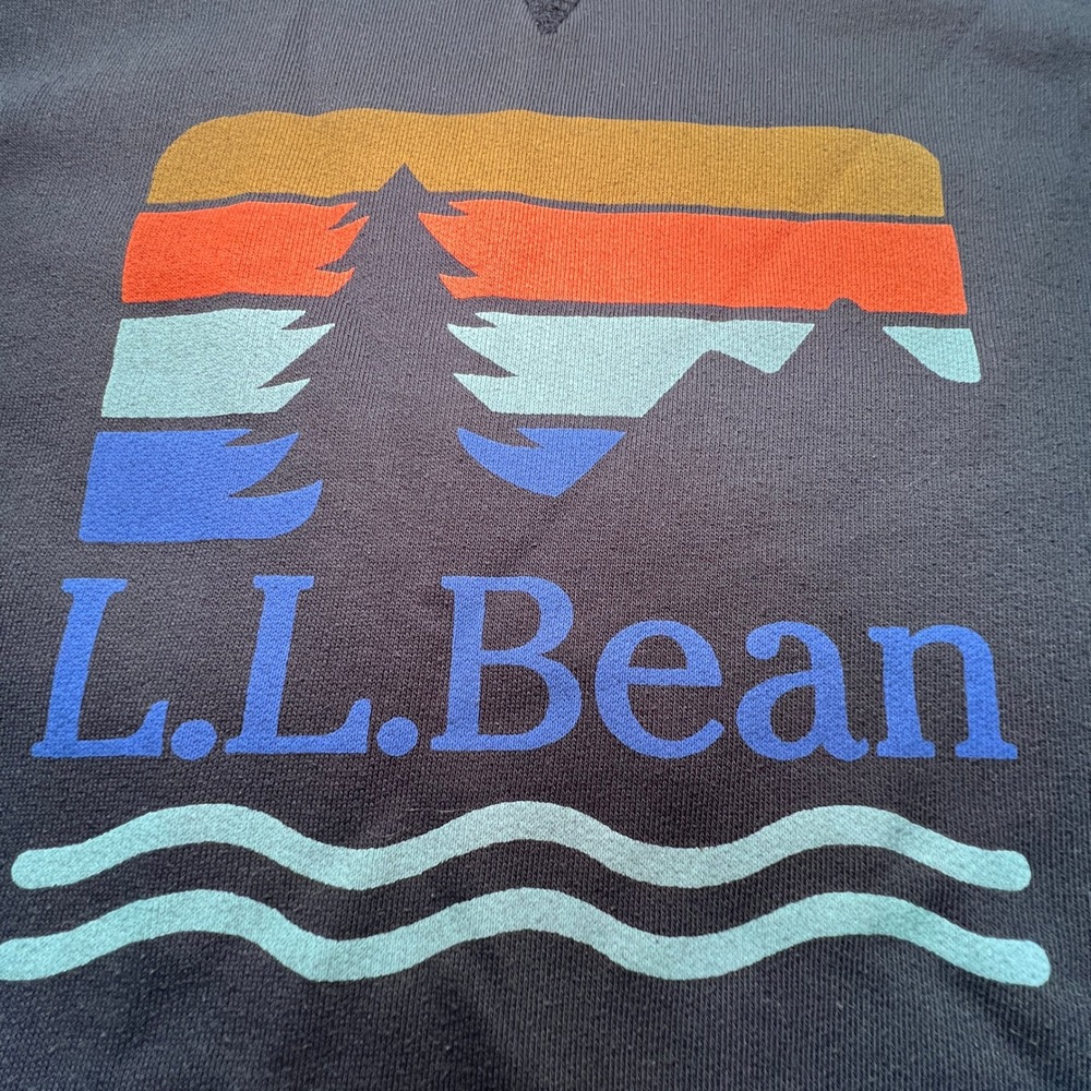 LL Bean Kids XL 18 Graphic Top Bundle Sweatshirt and T-Shirt Navy Blue Retro - Picture 9 of 16